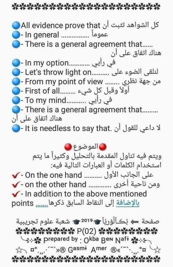 كيفية كتابة فقرة بالانجليزية باك