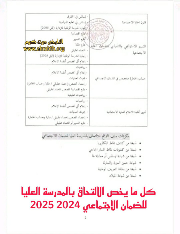 كل ما يخص الالتحاق بالمدرسة العليا للضمان الاجتماعي 2024 2025