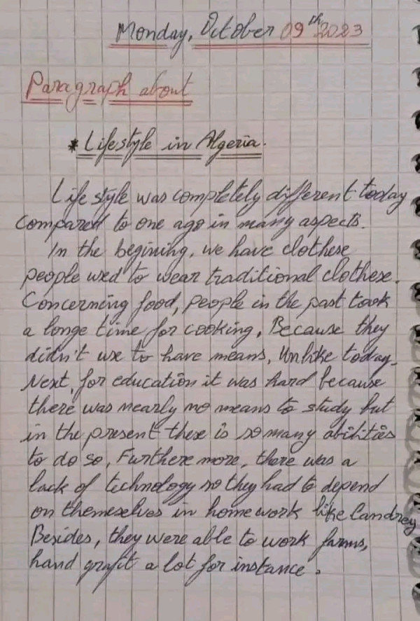 وضعيات عن الحياة في الماضي و الحياة في الحاضر مادة الإنجليزية سنة ثانية ثانوي باك جميع الشعب، وضعية إدماجية عن الحياة في الماضي و الحياة في الحاضر.