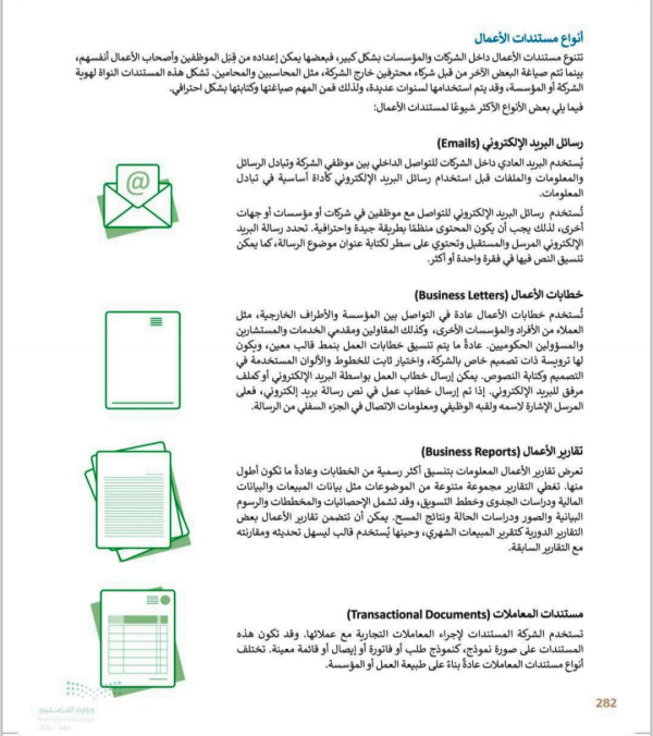 شرح درس درس الكتابة في مستندات الأعمال أول ثانوي مسارات ف 3  تقنية رقمية اول ثانوي  أنواع المستندات
