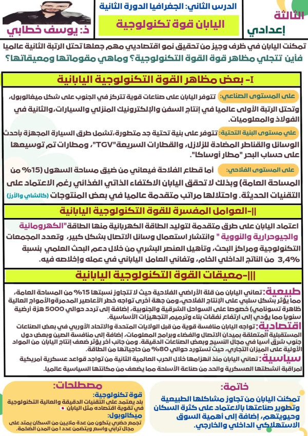 تحضير درس اليابان قوة تجارية كبرى ثالثة اعدادي